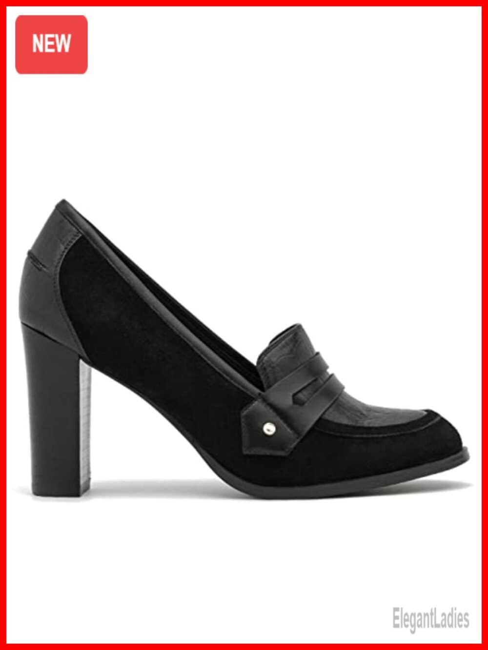 Women's Chunky Block Heel Suede Loafers Pumps Slip On Office Shoes
